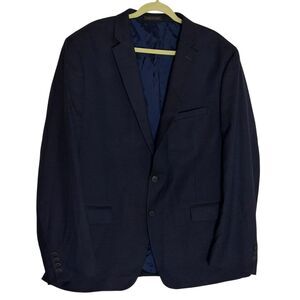 VanHeusen Flex Men's Blazer Suit Jacket 2 Button Check Navy Black 50R bv